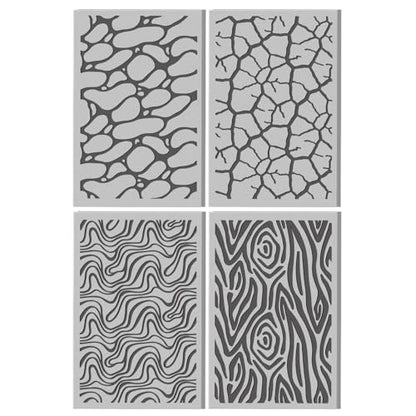 4 Pcs Natural Textures Patterns Polymer Clay Texture Sheet Water Ripples Rubber Clay Texture Mat for Polymer Clays Making Earrings Jewelry DIY Crafts 4 × 2.5 Inch - style: Water Ripples