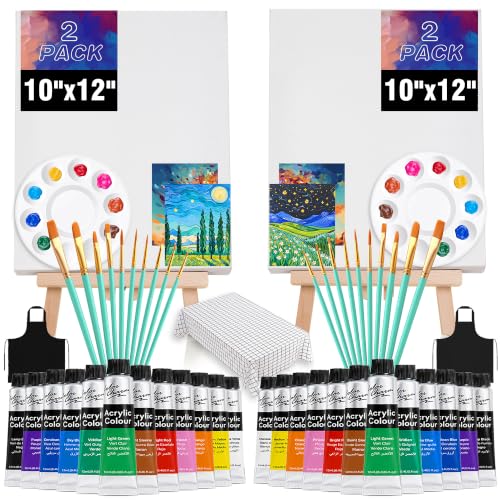 QUANWAISJ 10"x12" Sip and Paint Kit for Adults,Acrylic Paint Canvas Set,Couples Painting Kit Date Night,Piece Professional Painting Supplies Kit,Perfect for Art Enthusiasts.(2Pack)