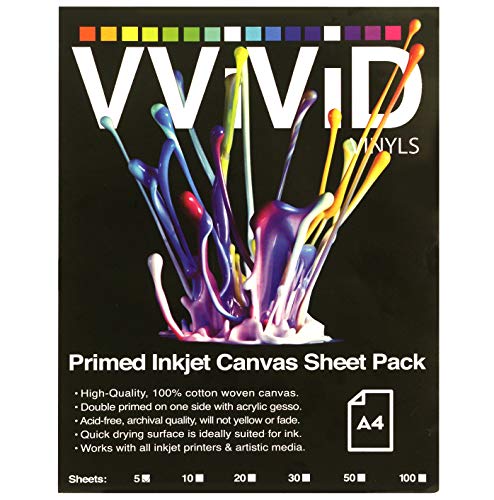 VViViD Inkjet Canvas 100% Real Printable Cotton LTR 8.5 X 11 125lbs. 340gsm 17mil (5 sheets) - size: 5 sheets