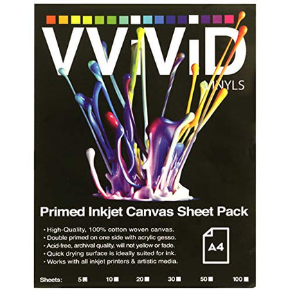 VViViD Inkjet Canvas 100% Real Printable Cotton LTR 8.5 X 11 125lbs. 340gsm 17mil (5 sheets) - size: 5 sheets