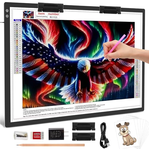 TOHETO Rechargeable A2 Light Pad 23.7"x15.8", Large LED Light Board for Diamond Painting, 3-Color Modes Light Box, Diamond Art Light Table, Lightbox for Tracing and Drawing, Sketching, Artists - style: A2 Rechargeable