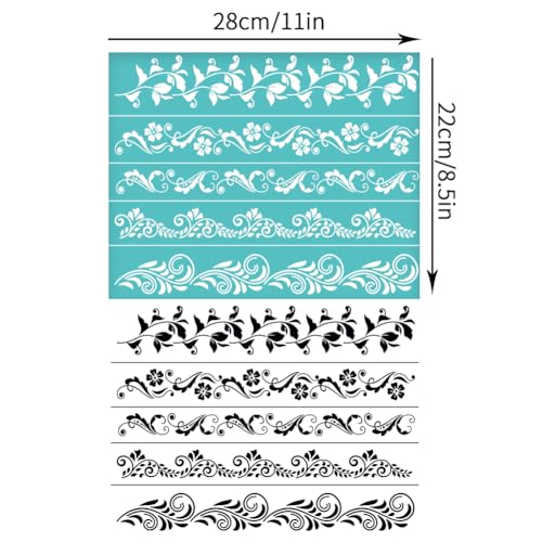 OLYCRAFT 2Pcs 11x8.6 Inch Flower Border Self-Adhesive Silk Screen Printing Stencil Ivy Mesh Stencils Plant Theme Reusable Mesh Stencils Transfer for DIY T-Shirt Fabric Painting - color: Flower Border