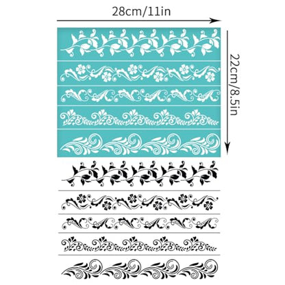 OLYCRAFT 2Pcs 11x8.6 Inch Flower Border Self-Adhesive Silk Screen Printing Stencil Ivy Mesh Stencils Plant Theme Reusable Mesh Stencils Transfer for DIY T-Shirt Fabric Painting - color: Flower Border