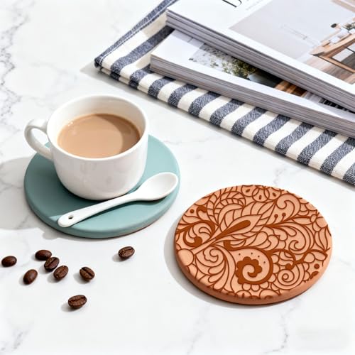 4 Pcs Bohemian Complex Flowers Pattern Polymer Clay Texture Sheet Rubber Clay Texture Mat for Polymer Clays Making Earrings Jewelry DIY Crafts, 4 × 2.5 Inch - style: Complex Flowers