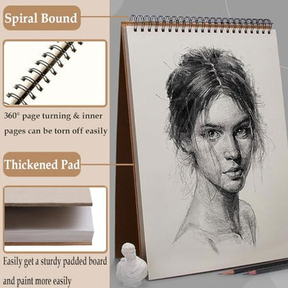 2 Pack Sketch Book, A4 A5 Spiral Bound Sketch Pad 160GSM Sketchbook, Acid Free Art Sketchbook Artistic Drawing Painting Writing Paper for Kids Adults Beginners Artists(2PC-A4A5) - color: 2PC-A4A5