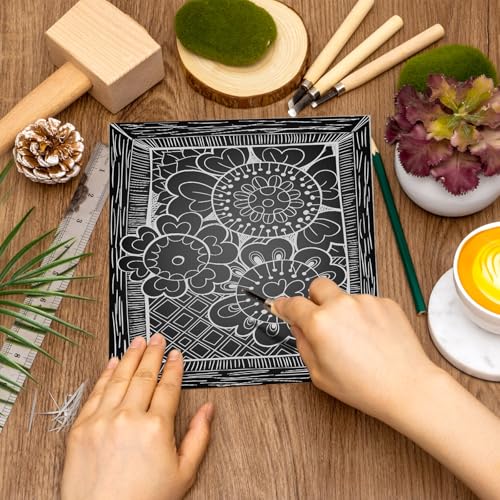 Yeaqee 4 Pcs 6 x 6 Inch Linoleum Block Rubber Carving Block Soft Linocut Blocks Large Linoleum Sheet Unmounted Lino Plates for Engraving Art Project Printmaking Artist Studio Supplies (Gray) - color: Gray, size: 6 x 6 Inch