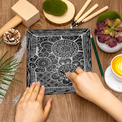 Yeaqee 4 Pcs 6 x 6 Inch Linoleum Block Rubber Carving Block Soft Linocut Blocks Large Linoleum Sheet Unmounted Lino Plates for Engraving Art Project Printmaking Artist Studio Supplies (Gray) - color: Gray, size: 6 x 6 Inch