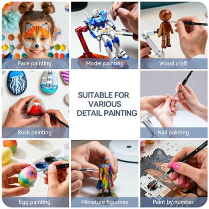 Detailing Paint Brushes 10Pcs Set, Triangular Handles, Paint by Numbers | Miniature Paint Brushes for Acrylic, Model, Watercolor, Art Painting for Figurine, Oil, Face, Paint by Numbers Kit for Adults