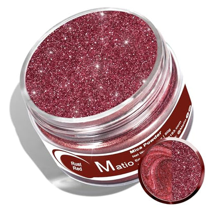 Matio Rust Red Mica Powder for Epoxy Resin, 1.8oz/ 50g Pearlescent Effect Mica Powder Natural Color Pigment for Soap Making, Bath Bomb, Candle Dye, Resin Craft, Paint, Nails Art, Jewelry,Slime Pigment - color: Rust Red