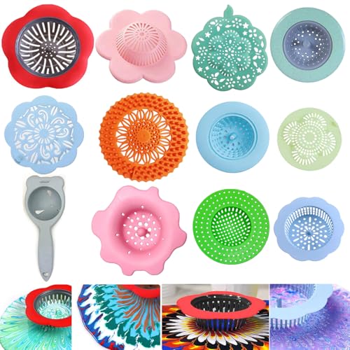 Acrylic Pouring Strainers,12 Pcs Acrylic Paint Pouring Strainers Plastic Flower Strainers Silicone Pouring Drain Basket for DIY Pouring Acrylic Paint and Creating Unique Patterns Art Supplies