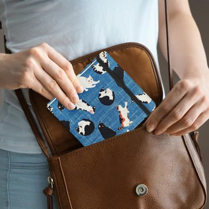 E-WEICHEN Square 4.8x4.8 inches 80gsm 96sheets/192 Pages Notebooks Blank Sketchbooks Travel Journal Pocket Hardcover Paint Writing Diary Memo Planner Cloth Cover. Cow Cat - color: Cloth Cover-4.8x4.8in-Cow Cat