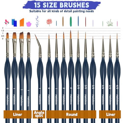 Fine Micro Detail Paint Brushes 15Pcs Mini Model Figurine Acrylic Watercolor Oil Craft - size: 15PCS Paint Brushes