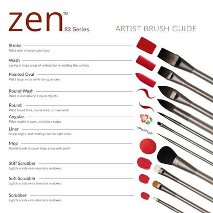 Royal & Langnickel Zen 5 Piece Watercolour Scrubber Paint Brush Set