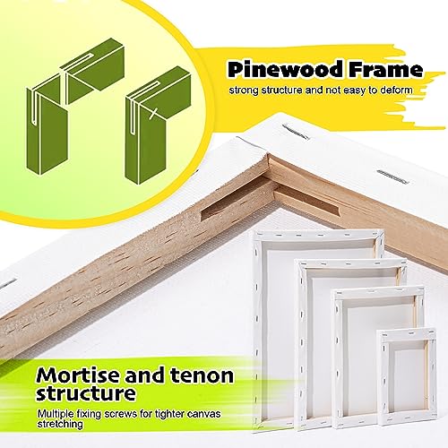 Inburit 12 Pack Canvas for Painting with 11x14, 9 x12, 8x10, 5x7 (3 of Each) Blank Primed Stretched Canvases for Oil, Acrylic & Others, Multi Size Set for Artist, Student and Beginners - size: 12PCS+(4sizex3)