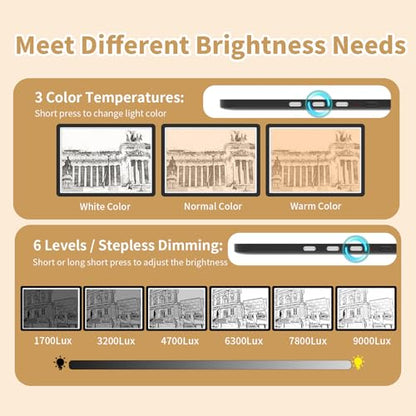 YINGWOND Rechargeable A4 Light Box for Tracing,Ultra-Thin 9000LUX Super Bright Wireless Light Pad with Adjustable Brightness Color,13.9x10 in Light Board for Diamond Painting Drawing Sketching - style: Rechargeable A4 Black