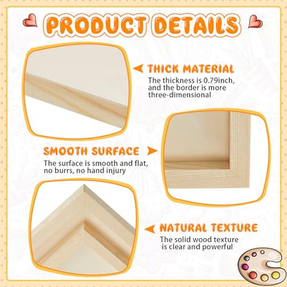 Barydat 24 Pcs Wood Panels for Painting 10'' x 8'' Unfinished Wood Canvas Board Artist Wall 0.79'' Deep Wooden Cradled Panels for DIY Crafts, Easel Display, Painting Pouring Arts Use with Oil, Acrylic - size: 10" X 8"