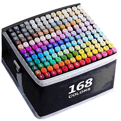 Alcohol Markers 168 Colors with Base Drawing Pen Dual Tip Art Markers for Sketch Anime Illustrations