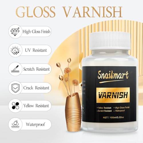 Gold Leaf Adhesive,100ml /3.52oz Water-Based Gold Leaf Glue & 100ml /3.52oz Protective Varnish with 2 Brushes - Ideal for Craft, Painting, Arts, DIY Projects - color: Gold (without gold leaf)