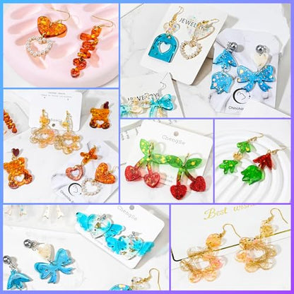 104Pcs Resin Molds Set for Women, Cute Designs with Accessories, Silicone Jewelry Molds for Resin Epoxy Keychain Earring Pendant Crafts Making - color: 104Pcs Resin Jewelry Molds