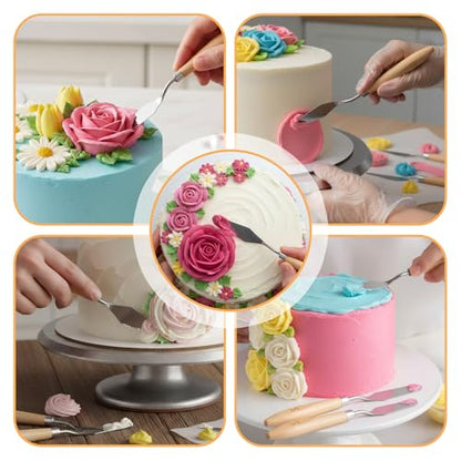 5 Pcs Cake Decorating Spatula, Off Set Spatulas for Frosting Stainless Steel Cake Apatula Palette Knife Baking Pastry Tool for Cakes Fondant Chocolate