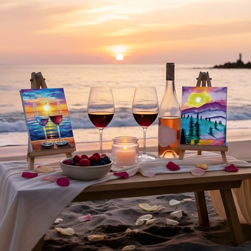 Sherr 36 Pcs Pre Drawn Canvas Painting Kits for Adults Cute Printed to Paint Set 8" x 10" Stretched Panels Sunset Landscape Theme Painting for DIY Art Sunmmer Date Night Party Favor