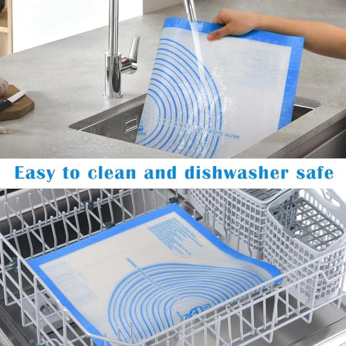 Nonstick Silicone Pastry Mat Extra Large with Measurements 28''By 20'' for Silicone Baking Mat, Counter, Dough Rolling,Fondant/Pie Crust By Folksy Super Kitchen (20×28, Blue) - color: Blue, size: 28"L x 20"W
