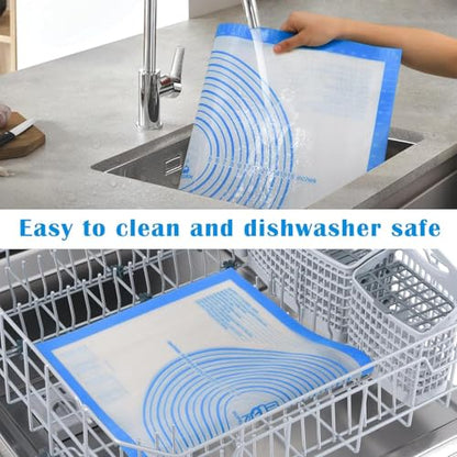 Nonstick Silicone Pastry Mat Extra Large with Measurements 28''By 20'' for Silicone Baking Mat, Counter, Dough Rolling,Fondant/Pie Crust By Folksy Super Kitchen (20×28, Blue) - color: Blue, size: 28"L x 20"W