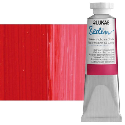 Lukas Berlin Pro Artists Water Mixable Oil Paint 37 ml Tube Cadmium Red Deep Hue, Water Soluble, Lightfast Pigments, Quick Drying, Easy Clean-Up, Eco-Friendly, Professional Quality, 40 Color Range - color: Cadmium Red Deep Hue, size: 1.25 Fl Oz (Pack of 1