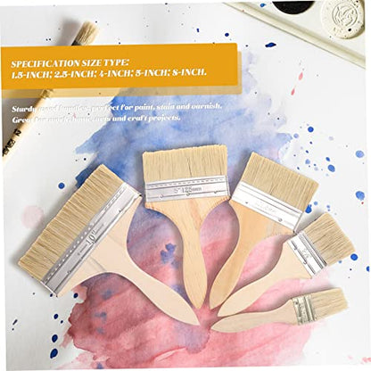 ARTIBETTER 5pcs Wooden Handle Thick Bristle Paint Brush Set for Oil and Watercolor Painting Art Supplies for and Industrial Use