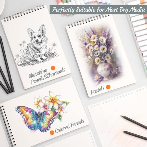 12 Pack Sketch Book, 5.5 x 8.5 Inch Sketchbook, 68lb/100gsm Top Spiral Bound Sketch Pad, Acid Free Art Supplies Drawing Painting Sketching Paper for Adults, Beginners, Artists (30 Sheets Each) - color: Light Cyan, size: 5.5 × 8.5Inch（12 Pack）