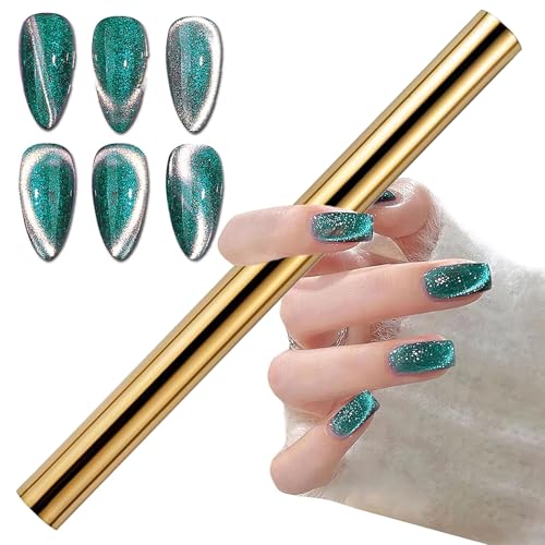 Cat Eye Nail Magnet Gel Nail Polish Magnetic Cylindrical Strong Magnet Stick Cat Eye Nail Art Magnet 3d Cat Eye Magnetic Nail Polish Tool Double Headed Magnet for Nails Salon (Gold) - color: Style 3