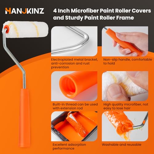 100 Pack Microfiber Paint Roller 4 Inch, Mini Paint Roller Covers,3/8 Inch Nap, Small Paint Rollers for House Painting with Paint Roller Frame, Wall Painting Tool - size: 4 Inch,100 Pack