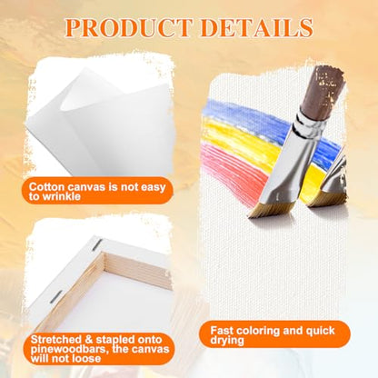 ESRICH 8 Pack Mini Canvases for Painting 5x5In, 2/5''Profile Small Square Canvases, Primed Cotton Small Stretched Canvas for Kids' Painting Supplies Such as Painting Parties,School&Home Decor Projects - size: 5x5in-8Pack