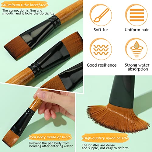 Meanplan 6 Pcs Flat Paint Brushes Bulk 1 Inch Paint Brushes for Acrylic Painting Watercolor Acrylic Synthetic Nylon Craft Artist Brush for Oil Fine Crafts Face Body Art Painting(6 Pcs)