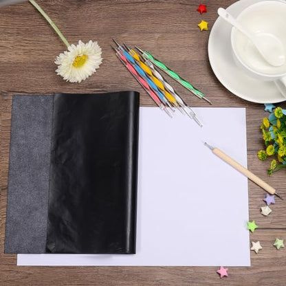 PATIKIL Carbon Paper Set, 100 Sheet A4 Graphite Transfer Tracing Copy Paper with Embossing Stylus for Drawing Writing on Wooden Canvas 8.3" x 11.7" Blue
