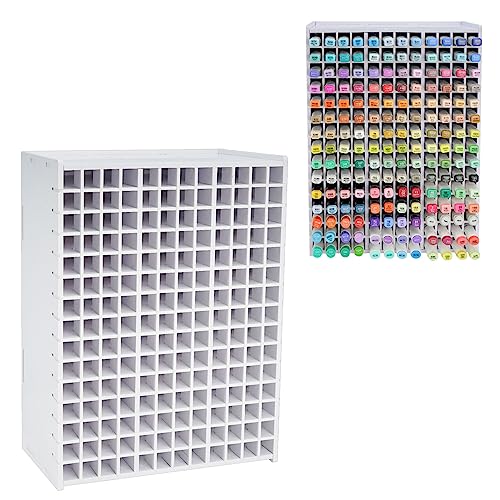 SANFURNEY Marker Organizer for 180 Markers, Desktop Storage Rack | Desktop Organizer for Markers, Keeps Art Supplies Neat and Easy to Access, Fits Markers, Colored Pencils and Art Supplies - size: Rack for 180 Markers - White