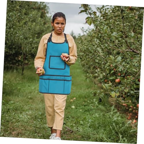 Gardening Apron with Multi Pockets Back Storage Apron for Men Women Artists Gardeners Toolkits Organizer Sky-blue