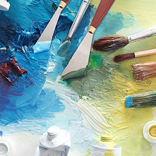 Palette Knife Set Spatula Pallet Knives Stainless Steel Painting Knife Mixing Scraper Oil Painting Accessories Paint Metal Knives Wood Handle for Art Acrylic Draw Color Mixing Supplies(2 Pieces)
