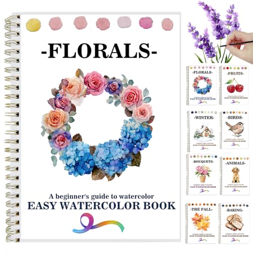 Watercolor Workbooks Coloring Book Beginner Friendly Painting Kit Easy Nature Scenes Paint Set Art Crafts for Creative Exploration Gift for Adults (Flowers, Without Palette) - color: Flowers, size: Without Palette
