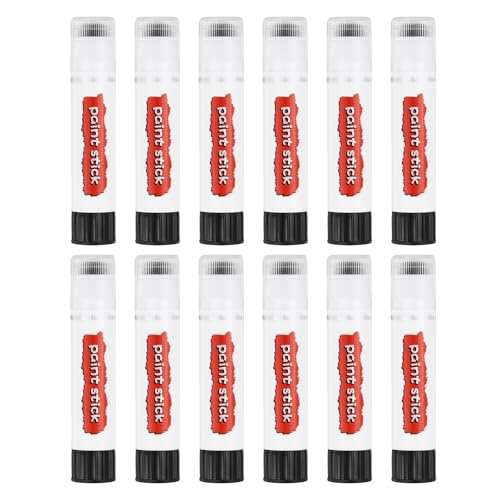 PATIKIL Tempera Paint Sticks, 12 Pcs Solid Tempera Paints Sticks Washable Bulk Markers Pen Quick Drying for Artists Beginners Art Supplies, Black - color: Black