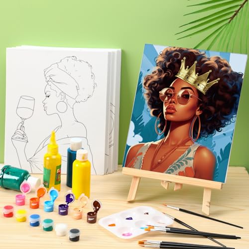 Dinifee 6 Pack Pre Drawn Canvas for Painting Pre Printed Canvas Kit 8 x 10 Inch Stretched Cotton Paint and Sip Set for Adults Couple Party Graduation Summer Date Night(Couple) - style: Couple Style