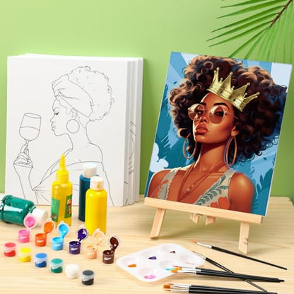 Dinifee 6 Pack Pre Drawn Canvas for Painting Pre Printed Canvas Kit 8 x 10 Inch Stretched Cotton Paint and Sip Set for Adults Couple Party Graduation Summer Date Night(Couple) - style: Couple Style