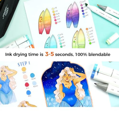 Ohuhu Double-Sided Marker Pad Art Sketchbook Bleedproof - 7"x10" Large Paper Size - 90 LB/150 GSM Smooth Drawing Paper - 60 Sheets/120 Pages - Spiral Bound Sketching Book for Alcohol Markers - size: 7" x 10”