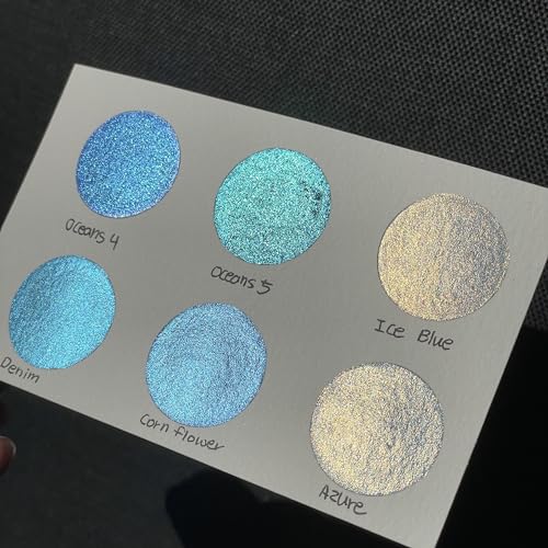 IUILE Handmade Watercolor Paints - Blue Half Pan Set (6 colors) - color: Blue