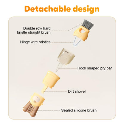 3-in-1 Cup Lid Cleaning Brush, Multifunctional Crevice Brush for Bottles, Cups, Coffee Machines, with Rotating Bristle Heads (White) - color: White