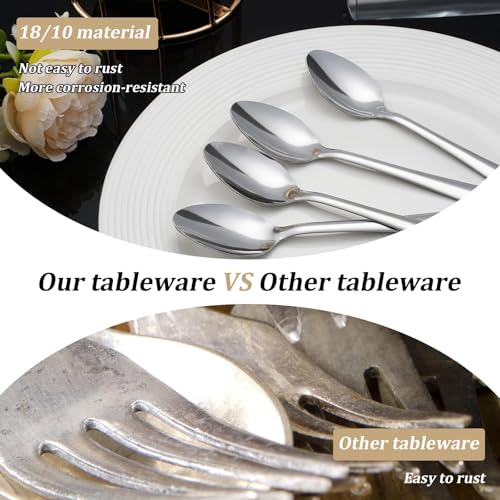 96 PCS Dinner Spoons Set - Windsor Stainless Steel Dinner Spoon 7.1 Inch with Dishwasher Safe Dessert Spoons, Metal Dessert Spoon, Silverware for Home, Kitchen or Restaurant - size: 96PCS Dinner Spoon