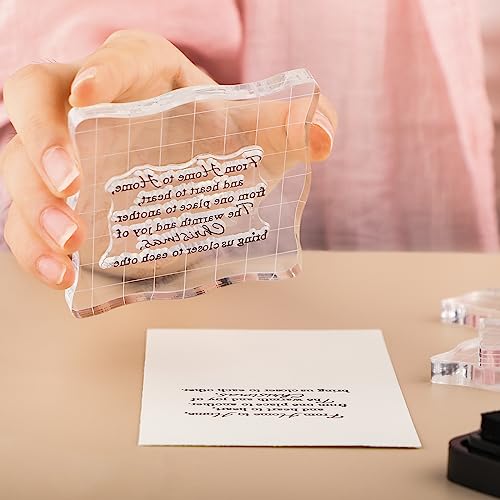 Briartw 7 Pieces Acrylic Stamp Block Clear Stamping Tools Set with Grid Lines for Scrapbooking Crafts Card Making,Clear Acrylic Stamp Block Kit with Grid Lines,Scalloped Edges,Thickness 8mm - color: 7 Pcs Square Scalloped Edge