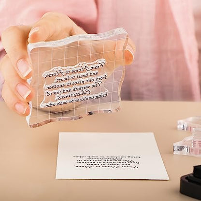 Briartw 6 Pieces Acrylic Stamp Block Clear Stamping Tools Set with Grid Lines for Scrapbooking Crafts Card Making,Clear Acrylic Stamp Block Kit with Grid Lines,Scalloped Edges,Thickness 8mm - color: 6 Pcs Square Scalloped Edge