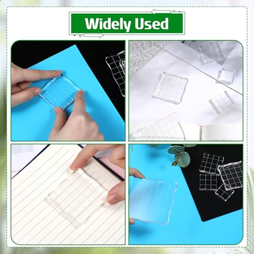 Acrylic Stamp Blocks, 5 Pieces Clear Stamping Blocks Tools with Grid Lines Assorted Sizes Stamping Tool for DIY Crafts, Card Making, Scrapbooking