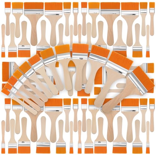 Tenceur 60 Pcs Art Paint Brushes Bulk Assorted Sized Nylon Oil Painting Brushes Paint Brush for Acrylic Oil Paint Varnishes Watercolor Painter Students Artist